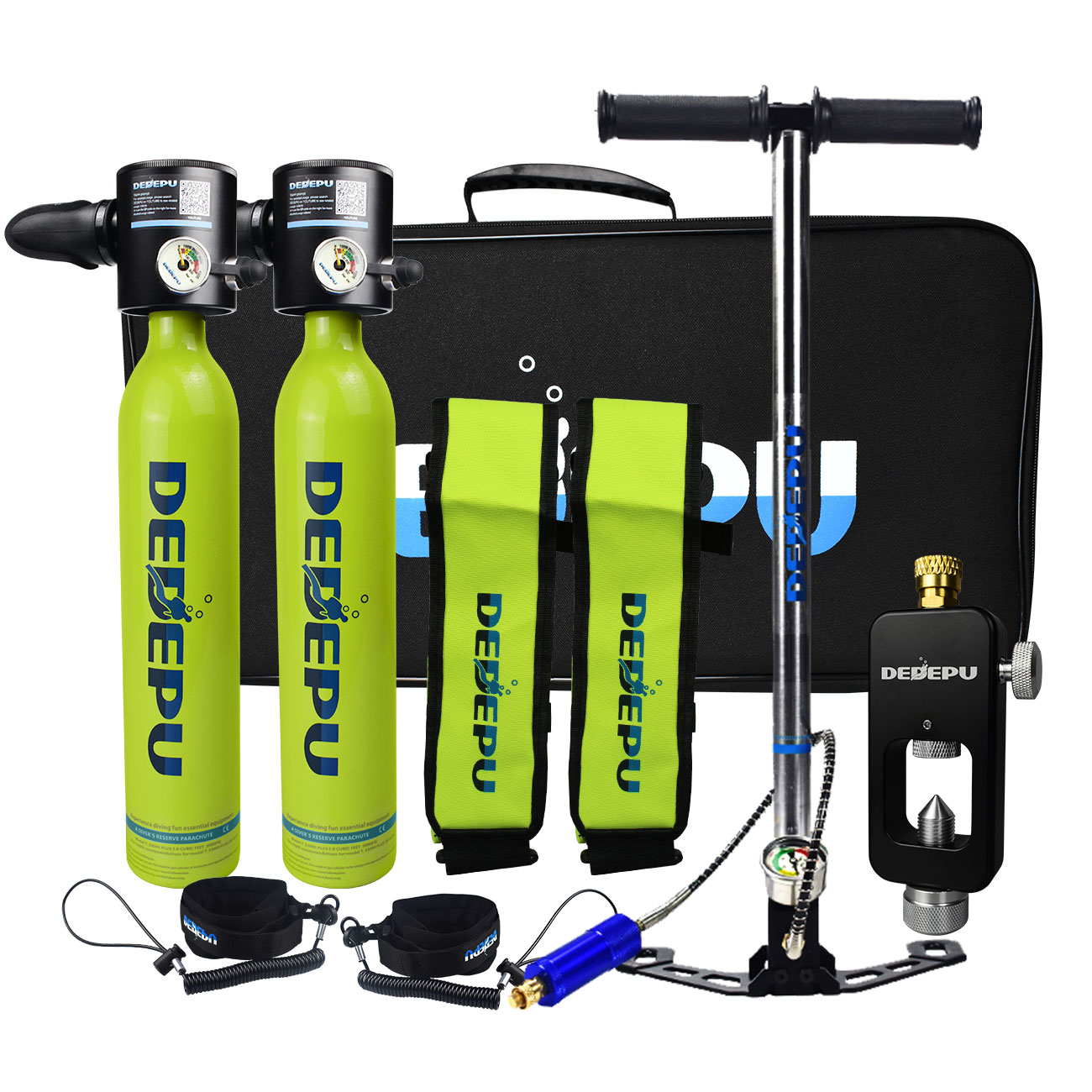 DEDEPU Scuba Diving Tank Mini Diving Cylinder Equipment Snorkeling Dive Bottle Oxygen With Hand Pump Dive Goggles Snorkeling