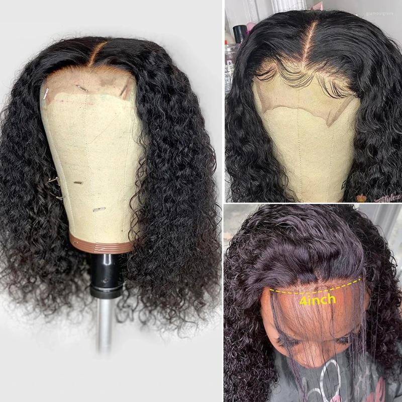 4X4 13X4 Short Bob Wigs Deep Wave Lace Frontal Human Hair Women Brazilian Remy 200 Density