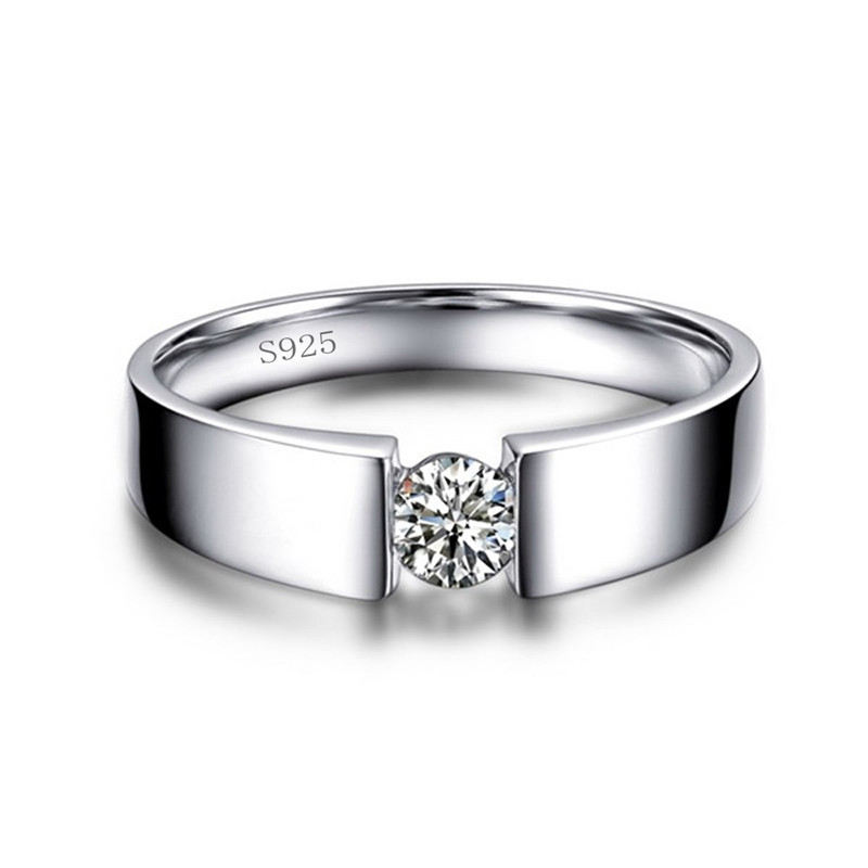 Solitaire 0.5ct Lab Diamond Ring 100% Real 925 sterling silver Jewelry Engagement Wedding band Rings for Women Men Party Gift