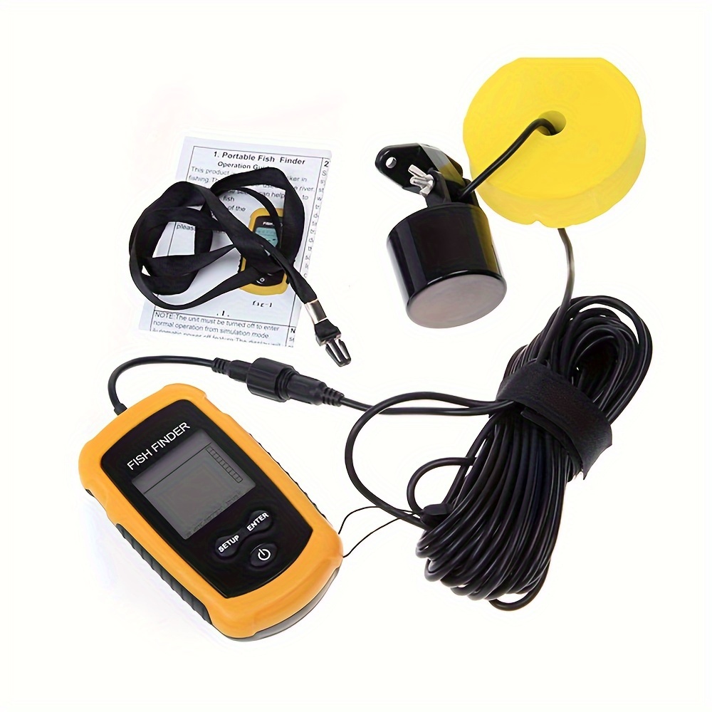 Portable Fish Finder with English Display, Sonar Sounder, Alarm Transducer, Fishfinder, 0.7-100m