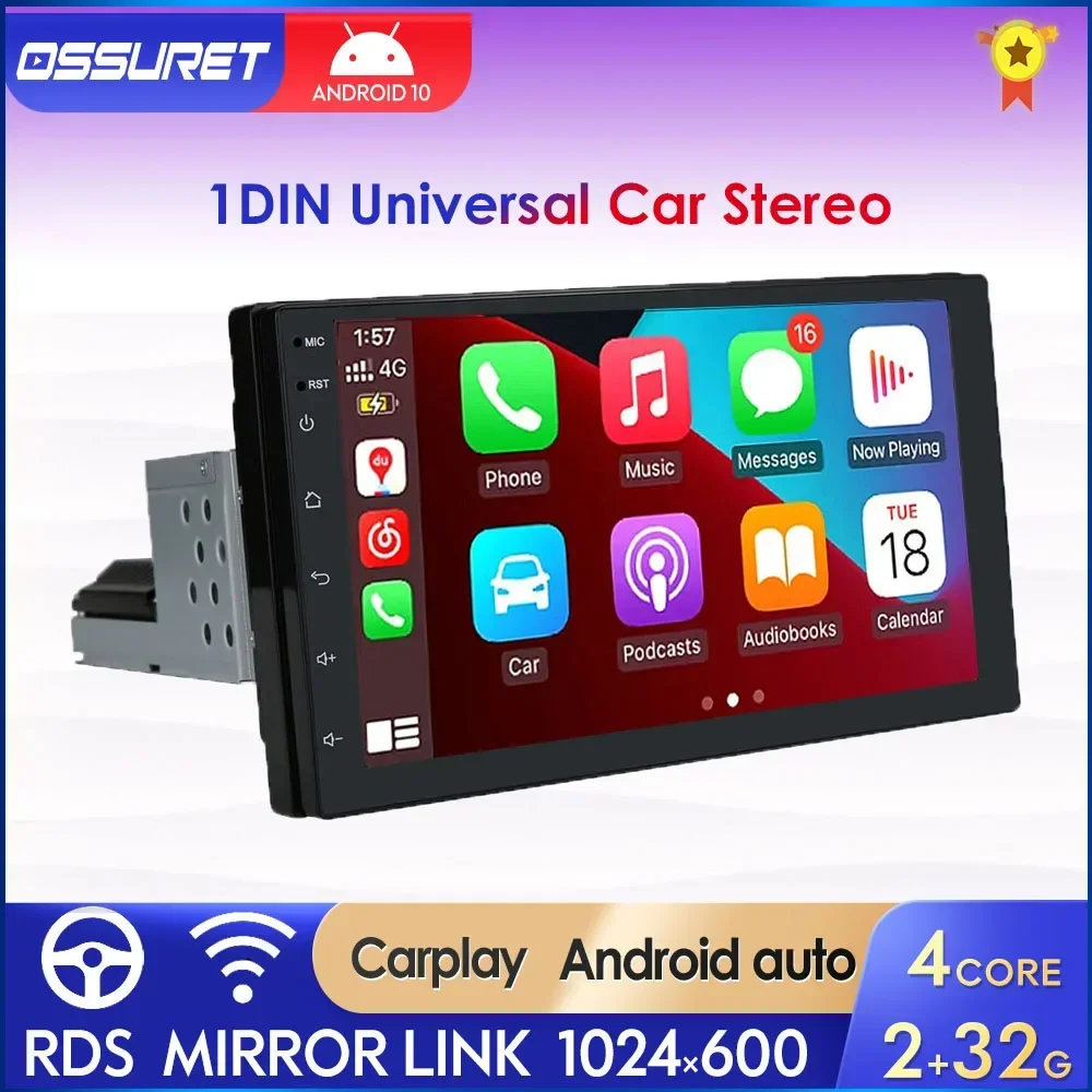1 DIN Car Radio Android Universal Stereo GPS Autoradio for Ford VW Nissan Peugeot Chevrolet Carplay Audio Multimedia Player
