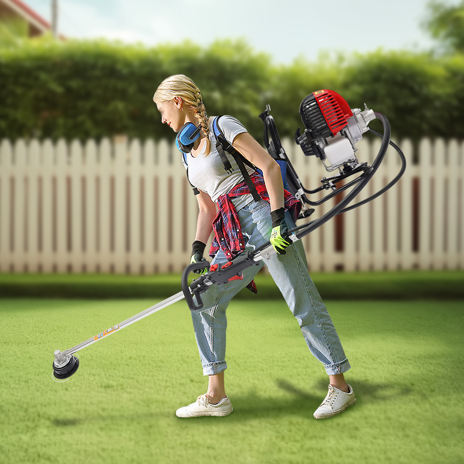 Backpack 4 Stroke Brush Cutter Tiller Grass Hedge Trimmer Lawn Mower Weed Wacker