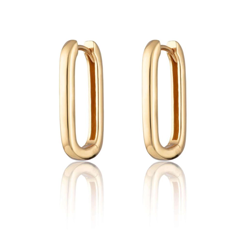 plain high polished rectangle huggie hoop earring for women minimal delicate dainty geometric 925 sterling silver small hoops