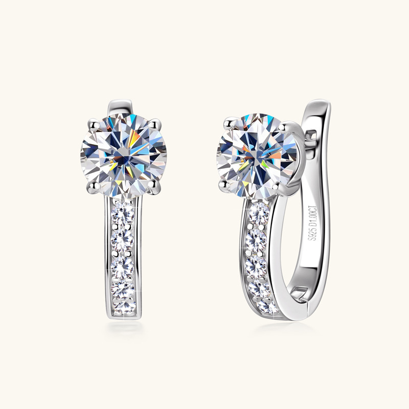 TBCYD 1CT 6.5mm Moissanite Hoop Earrings Ear Buckle For Women 925 Sterling Silver GRA Certified Anniversary Gifts Fine Jewelry