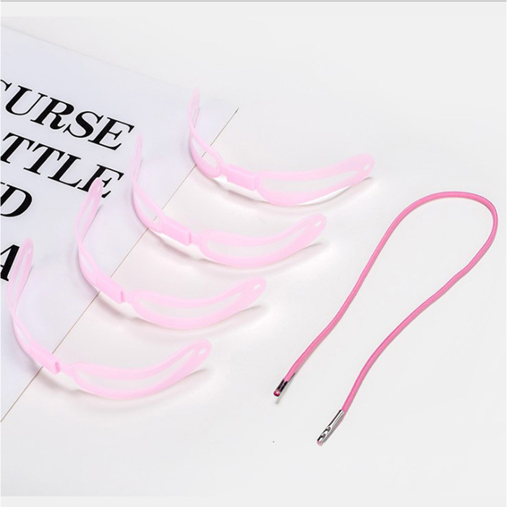5 Sets/20pcs Lash Kit Eyebrow Assistant Suit Tool Reusable Card Grooming Stencil Pink Miss