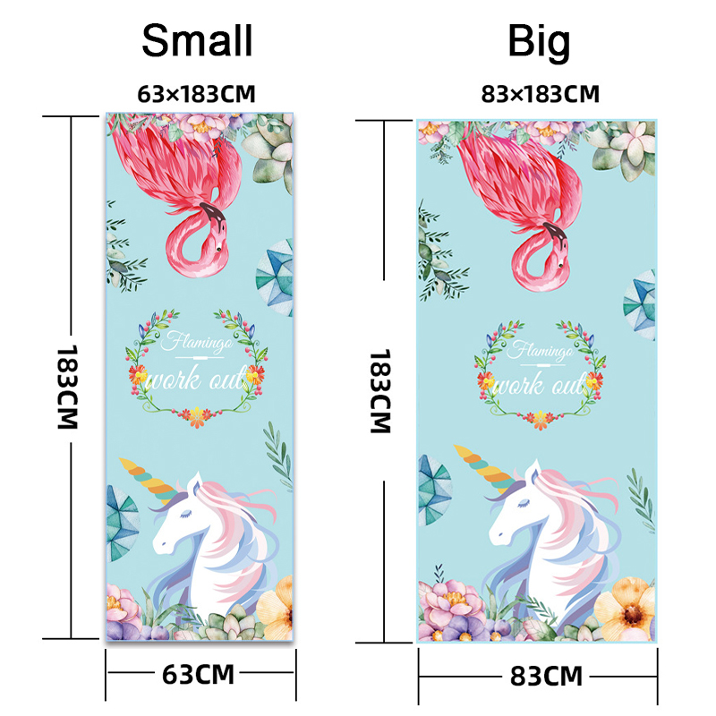 63*183/ 83*183cm Indoor Foldable Yoga Mat Cover Polyester Printed Sweat Absorbing Yoga Blanket Travel Yoga Strap Storage Bag