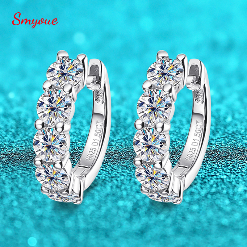 Smyoue 18K 3Cttw Orecchino A Cerchio Di Moissanite Per Donne Pietre Da 4 Mm D C…