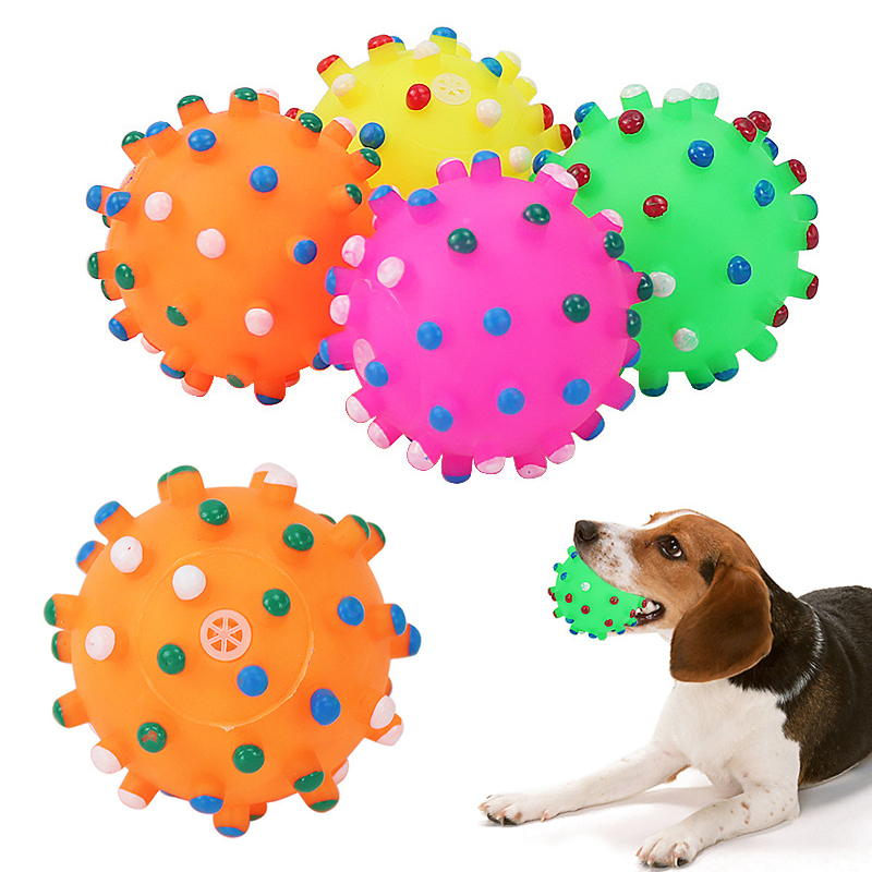 Spike Ball Sounding Pet Toys Non-toxic Vinyl Balls Dog Toy Puppy Audible Bite Resistant Toys Dog Teeth Cleaner Pet Accessories