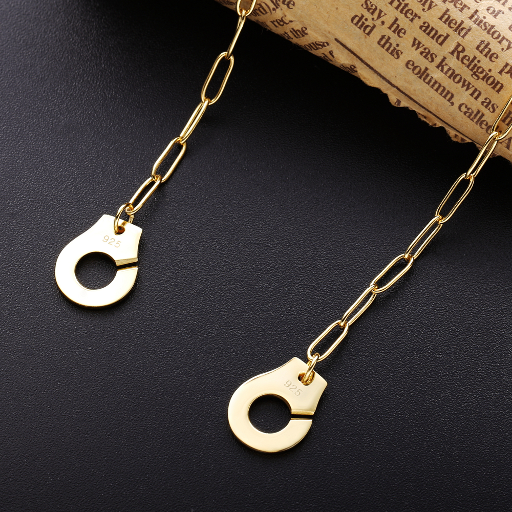 Moonmory S925 Sterling Silver Handcuff Pendant & Necklace For Women Silver Chain Handcuff Necklace White Menottes Wholesale