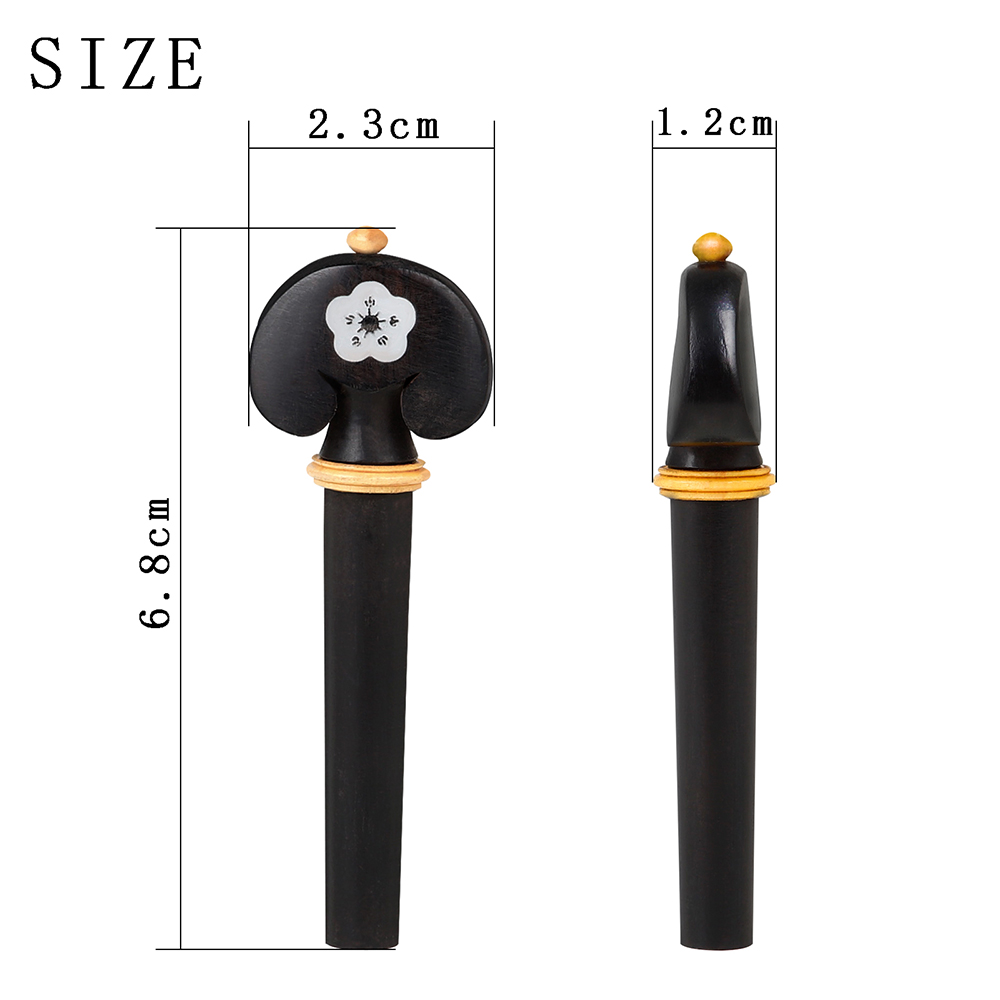 4Pcs/Set Violin Tuning Pegs Ebony Fine Tune Pegs Fiddle Parts High Quality String Instrument Accessories for 3/4 4/4 Violin