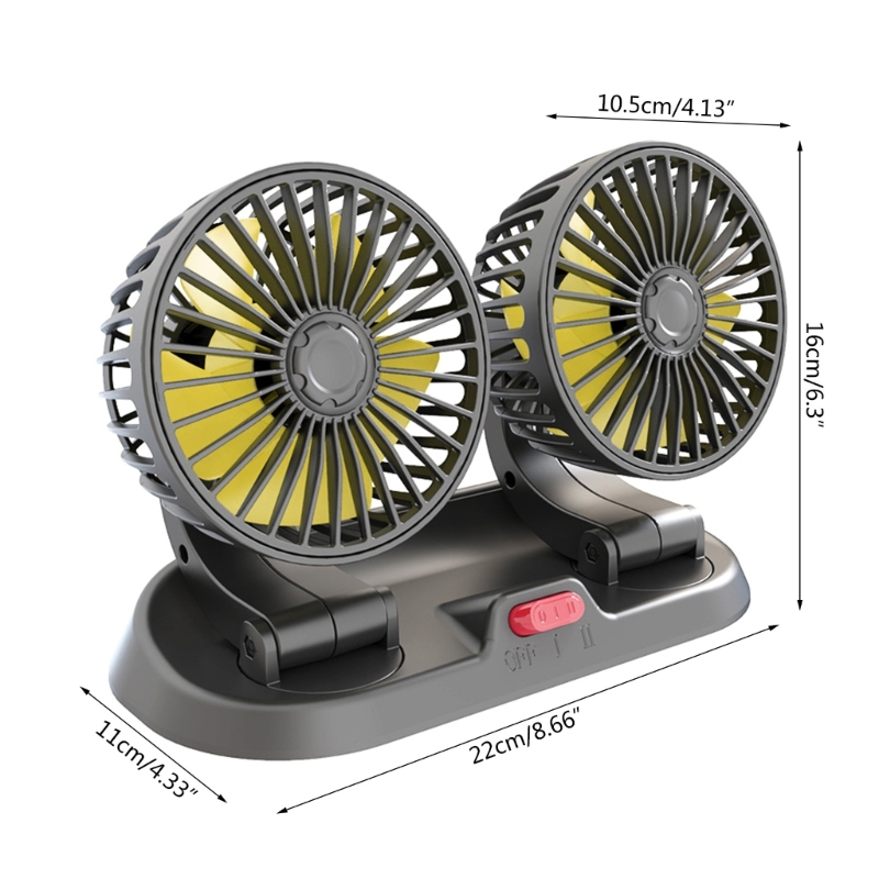 Car Cooling Fan Angle Adjustable Dual Head Fan with Parking Phone Number Plate N0HF