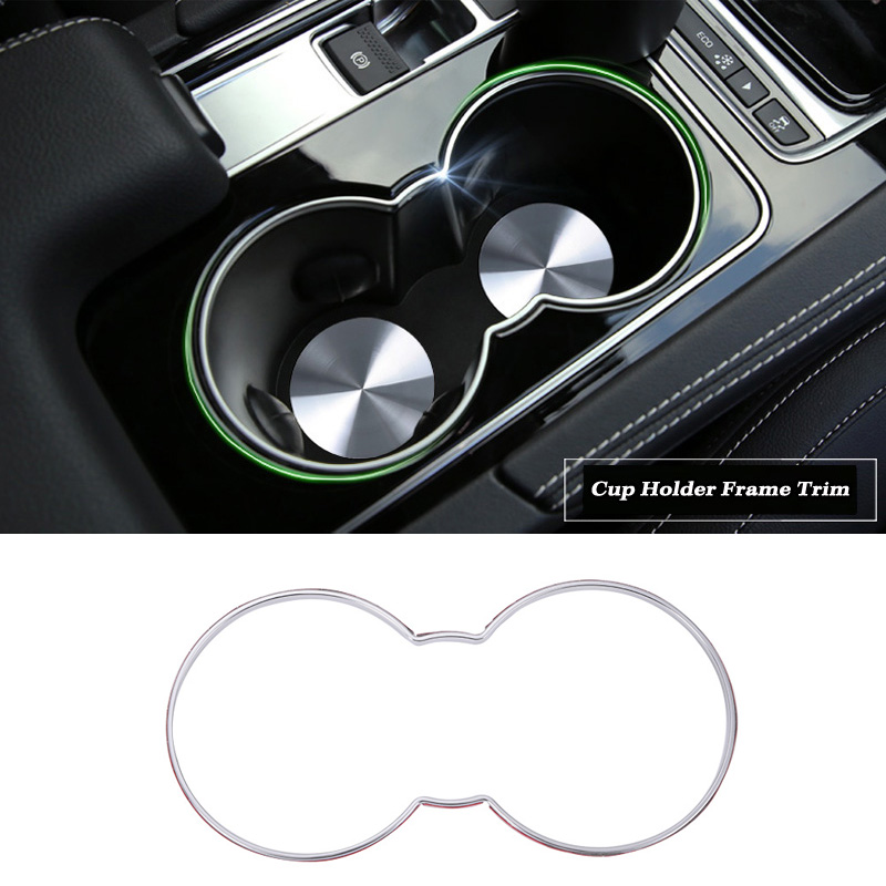Car ABS Chrome Front Water Cup Holder Frame Trim Cover Sticker for Jaguar XE X760 F-PACE f pace X761 2016 Auto Part Accessories
