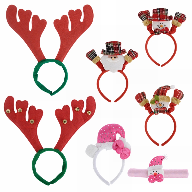 Christmas Headband Santa Claus Snowman Elk Antlers Headband 2024 Noel Navidad Hair Accessories Xmas Party Props Decor Kids Gifts
