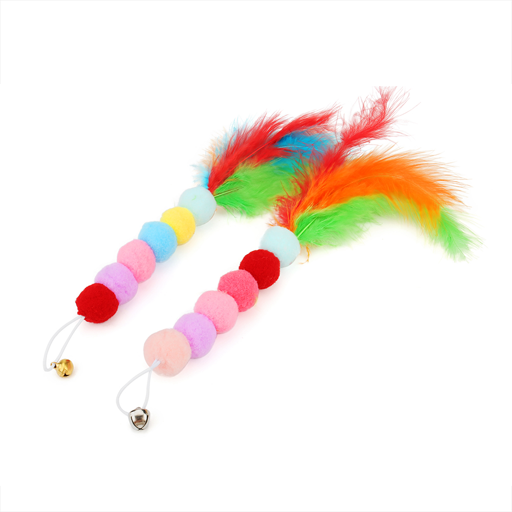 5pcs Feather Ball Accessories For Cat Toy Funny Cat Stick Replace Plush Mouse Teaser Stick Replacement Interactive Pet Toy