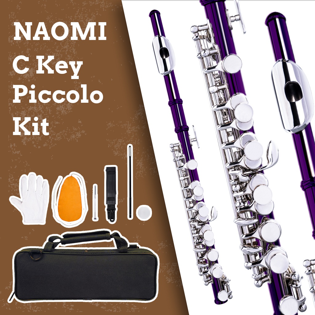 Piccolo Half Size Flute Woodwind Instrument C Key Multicolor Piccolo W/Gloves Cleaning Cloth Rod Cork Grease Case SET