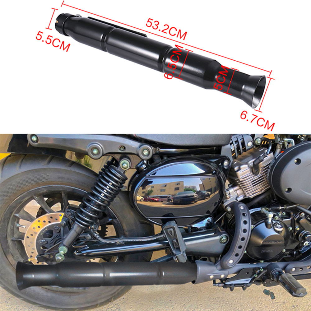 21'' Universal Motorcycle Exhaust Pipe with Sliding Bracket Vintage Exhaust Muffler 38-45mm for Cafe Racer Bobber Chopper Tube