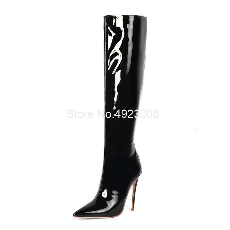 Riding 12Cm Thin Heel Fur Back Zipper Knee High Red Handmade Customize Women Shoes Winter Long Boots New