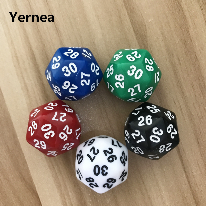 1Pcs/Lot D30 Thirty-surface 25mm Digital Dice Quality Colour Acrylic Rounded Corners Originality Dice Set
