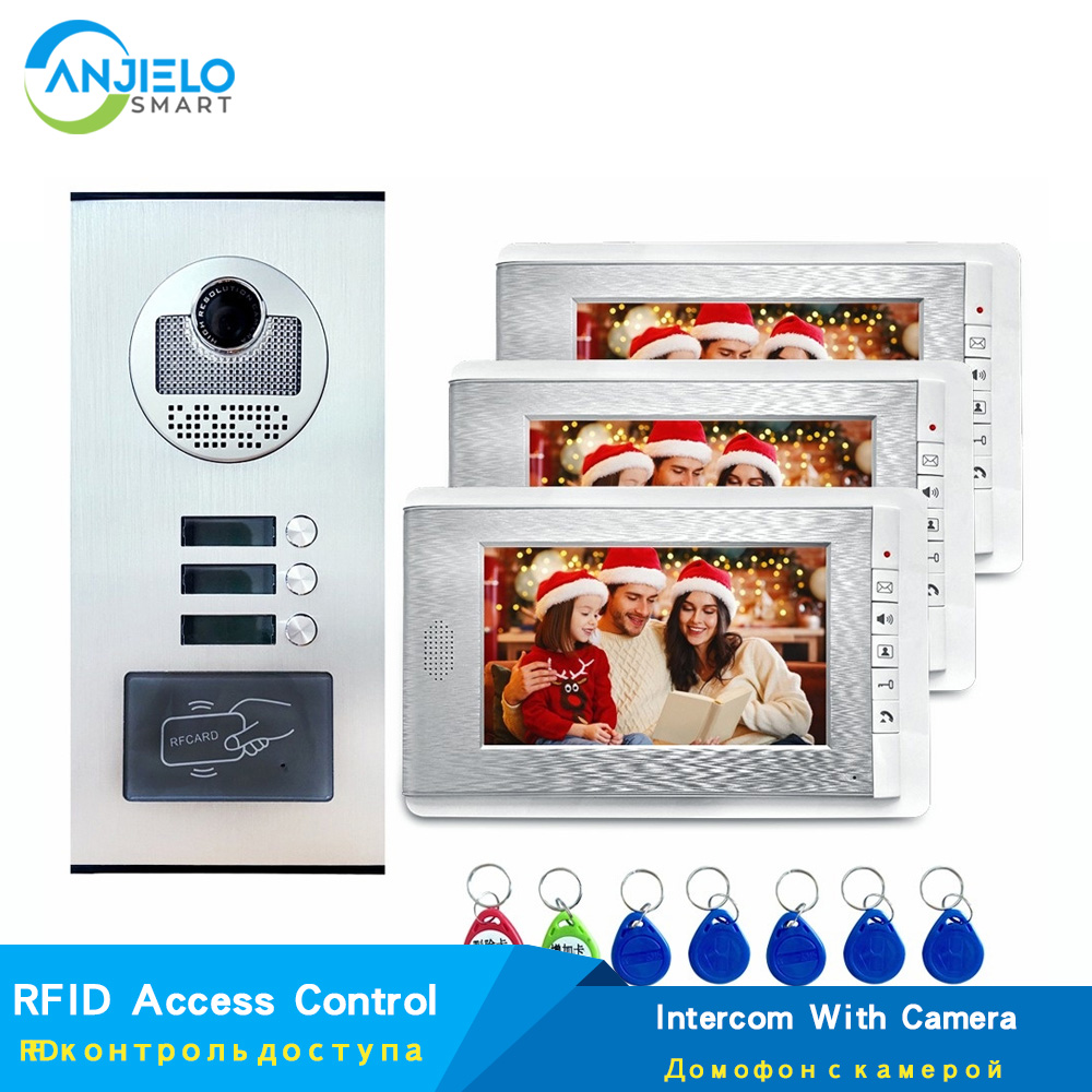 7" Video Doorbell Intercoms For Apartment Door Bell RFID Card Intercom With Camera Monitor System Doorphone Intercom With Camera