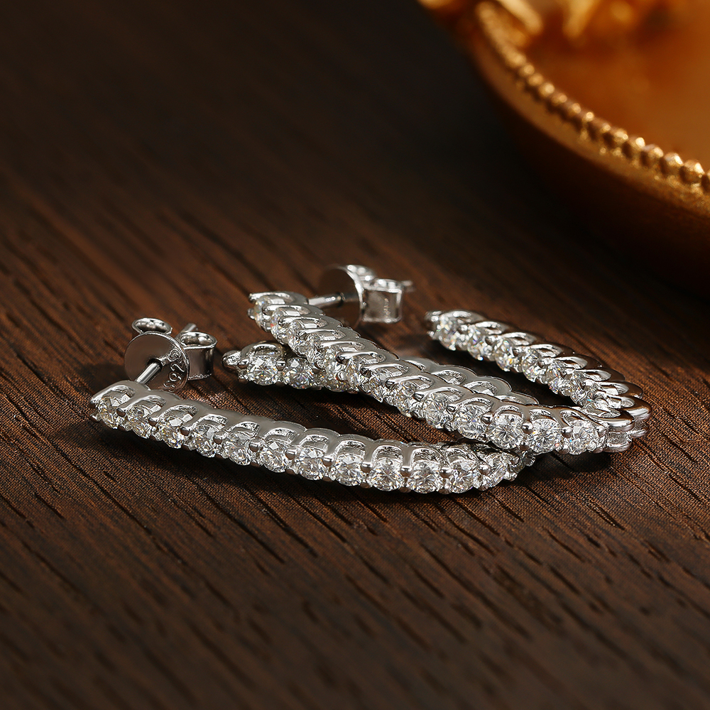 KNOBSPIN All Moissanite Earrings for Women Wedding Party Luxury Earring Jewelry s925 Sterling Sliver Plated 18k Gold Ear Stud