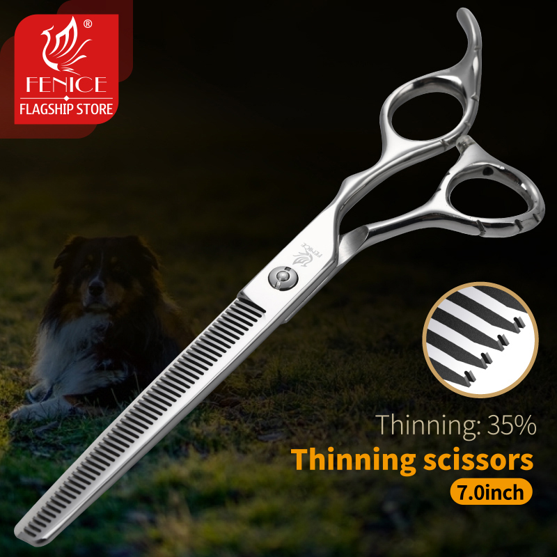 Fenice Scissors 7 inch Professional Pet Scissors Dog Grooming Trimming Scissors Thinning Shears Thinning Rate about 35%