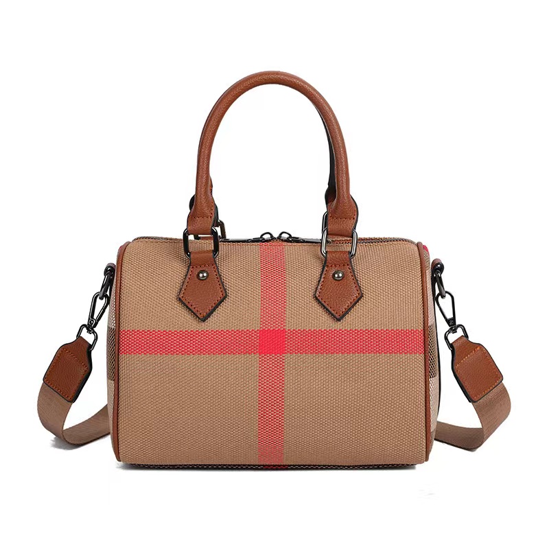 European and American retro niche design pillow plaid new top layer classic bucket large capacity handheld crossbody mobile phone bag for women 0552 4