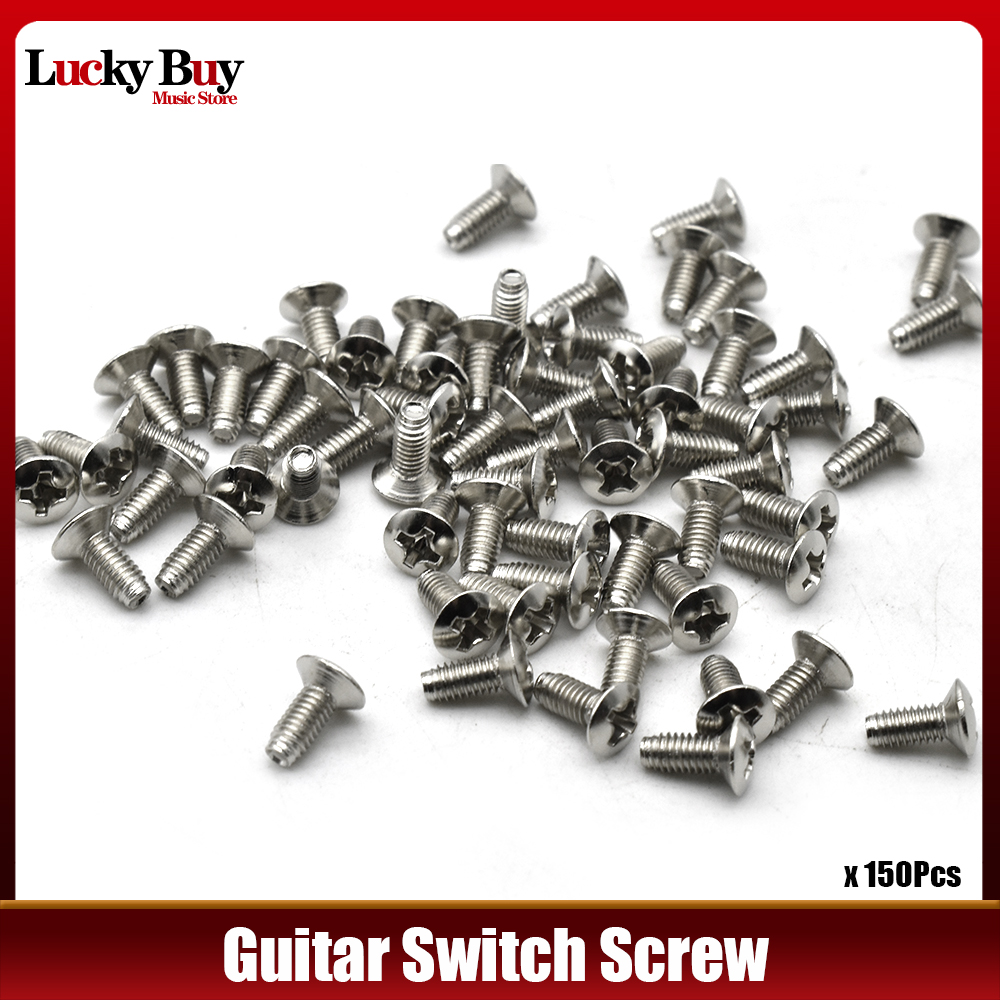 150pcs Electric Guitar Switch Screws Pickup Selector Screw for Electric Guitar Bass 3*8MM Chrome Guitar Accessories