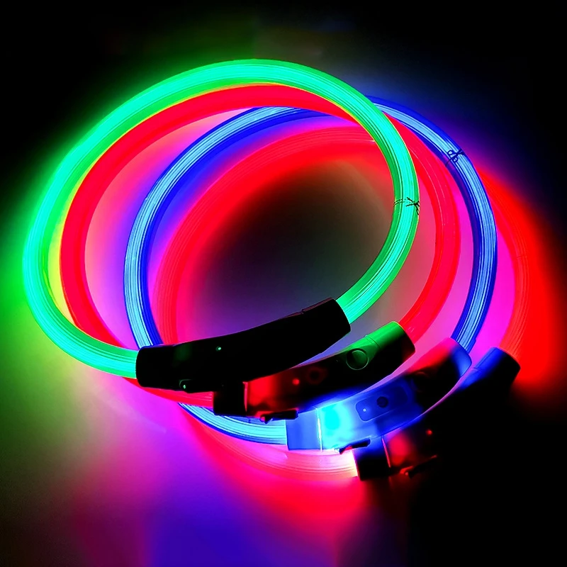 USB Rechargeable Led Light Collar Outdoor Dog Walking Loss Prevention Collar Detachable Glowing Pet Collar for Dog Dogs Products
