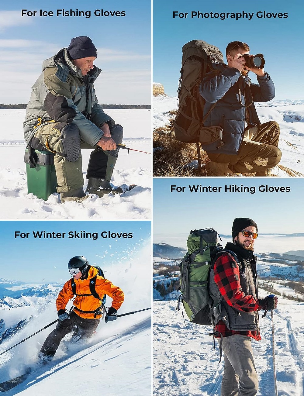 KEMIMOTO Winter Fishing Gloves Windproof Men's Cold Weather Gloves Waterproof Thermal for Cycling Hiking Skiing Outdoor