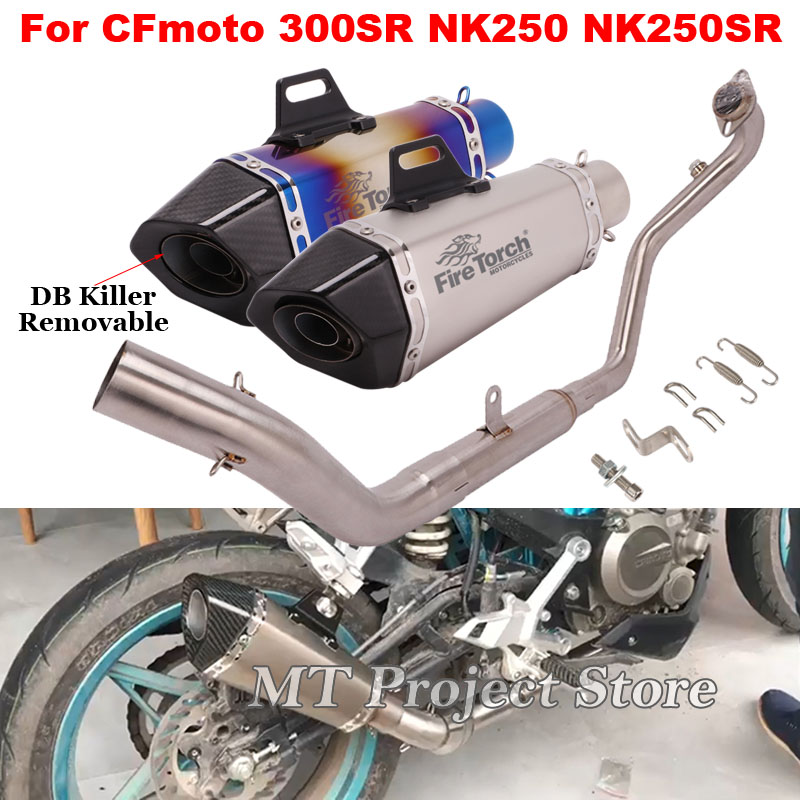 Motorcycle Full System Exhaust Escape Modify Front Link Pipe Moto Muffler DB Killer For CFmoto NK250 NK250SR NK300 NK300SR 300SR