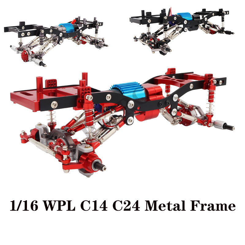 WPL Metal Frame Chassis Kit with Axle Gearbox Shock Tires for 1/16 C14 C24 C24-1 RC Car Upgrade Spare Parts Wheelbase Assemble
