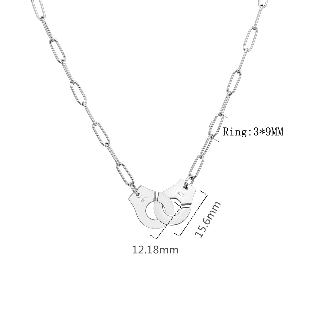 Moonmory S925 Sterling Silver Handcuff Pendant & Necklace For Women Silver Chain Handcuff Necklace White Menottes Wholesale