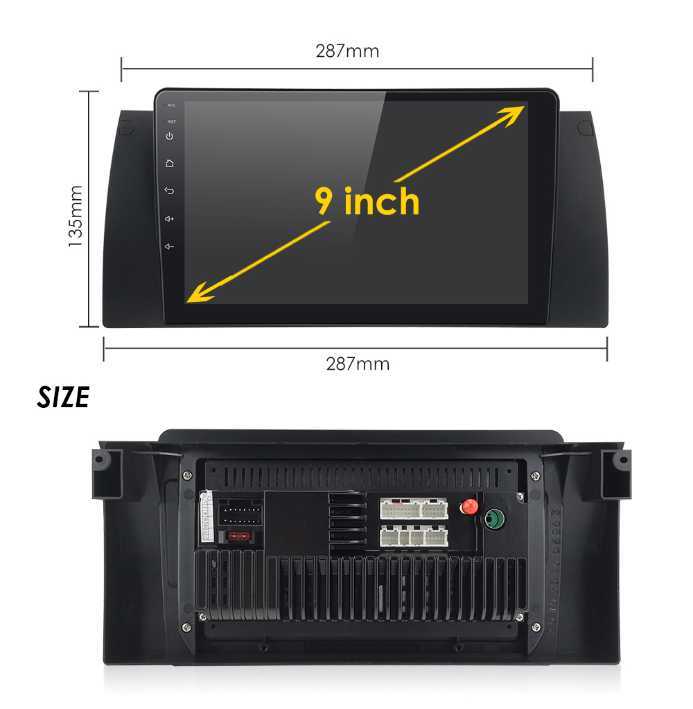 9 Inch Screen Car Radio Android Multimedia Player 2 Din MP5 MP3 Stereo Audio FM GPS Bluetooth WiFi for BMW E39 Serie 5 X5 E53 M5