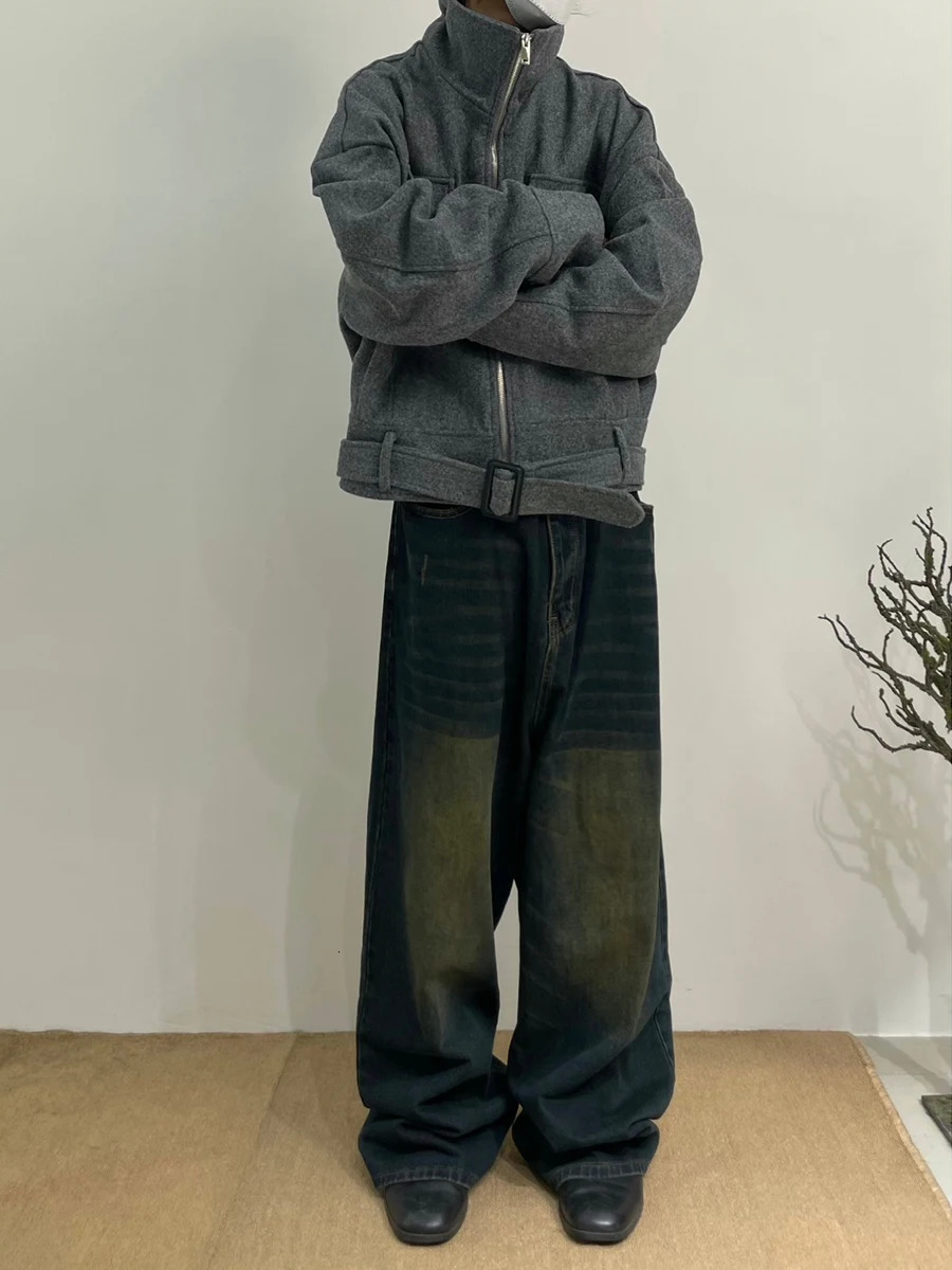 REDDACHiC 90s Retro Skater Oversized Pants Men Green Wash Adjustwaist Wide Leg Casual Brushed Baggy Jeans Y2k Hiphop Streetwear 240619