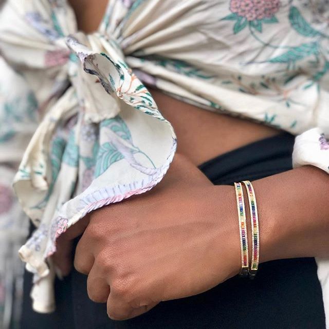 Hot Fine Delicate Bangle&bracelet Rainbow Gradual Bar Geometry Cz Spectacular Open Cuff Bangle Women Girl Christmas Gift 56-58mm