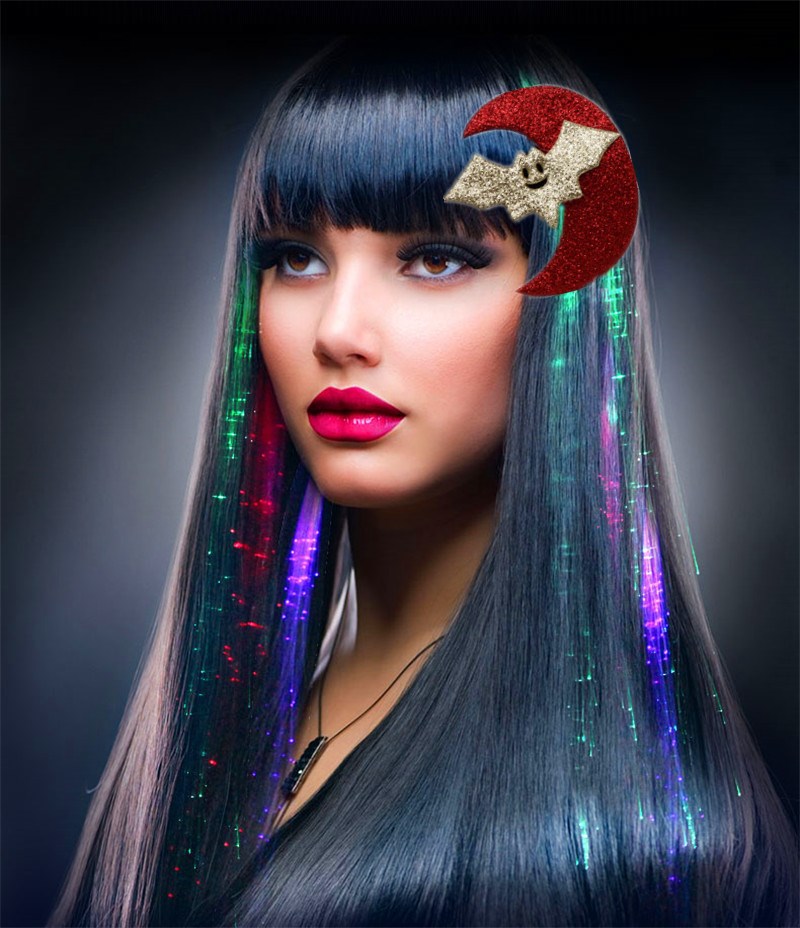 Women Girl LED Hairpiece Clip Luminous Wig Barrettes Flash Fiber Optic Braid Light pin Party Wedding Christmas navidad