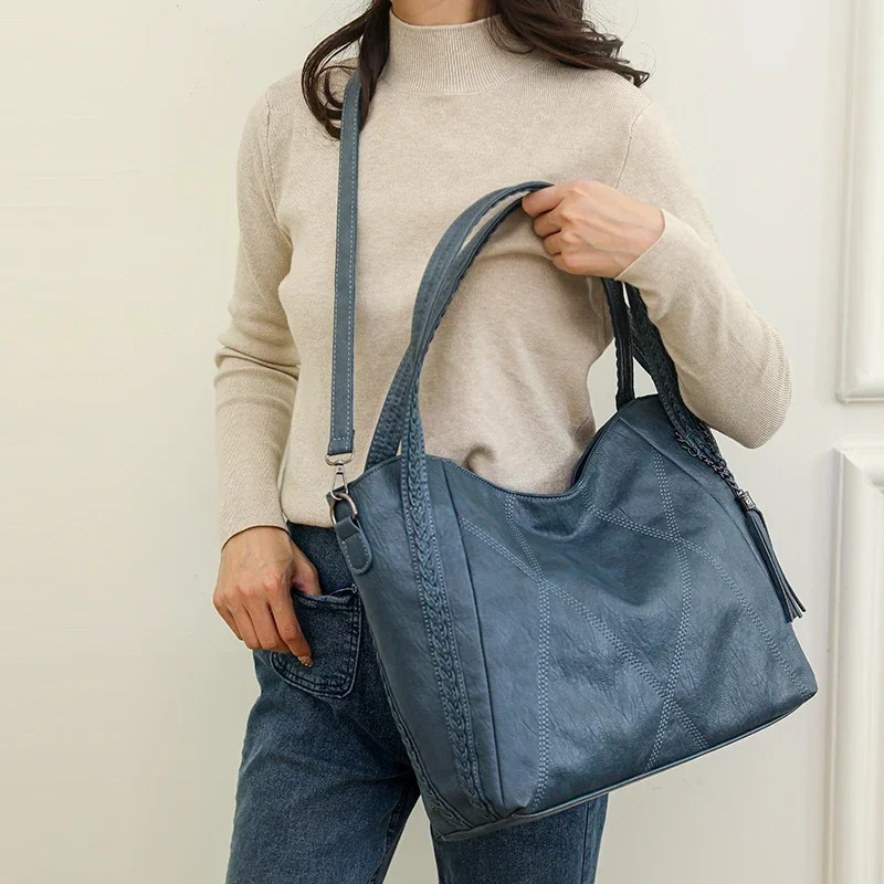 Large Capacity Women's Tote Hot Sale Zipper 2024 High Quality Casual Pu Tassels Design Ladies Bags Bolsas Femininas H6.29#39 ddmymoon