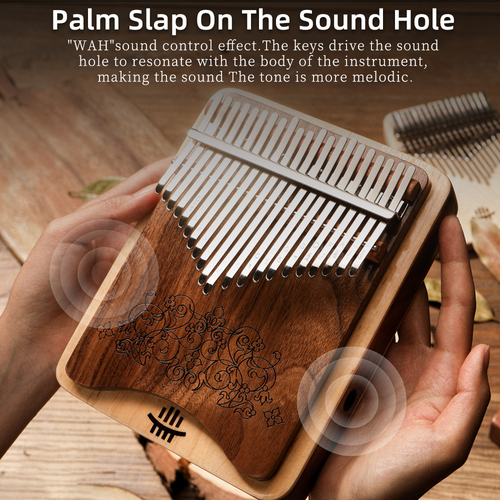 Hluru Kalimba 21Keys Kit Black Walnut Thumb Piano Professional Hollow Calimba Keyboard Musical Instrument With Accessories Gifts