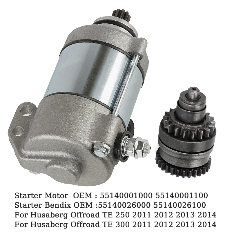 2 PCS Electrical Starter Moric & Bendix 250cc 300cc For Husaberg Offroad Motor TE 250 TE 300 OEM: 55140001100 Motos Engine Parts