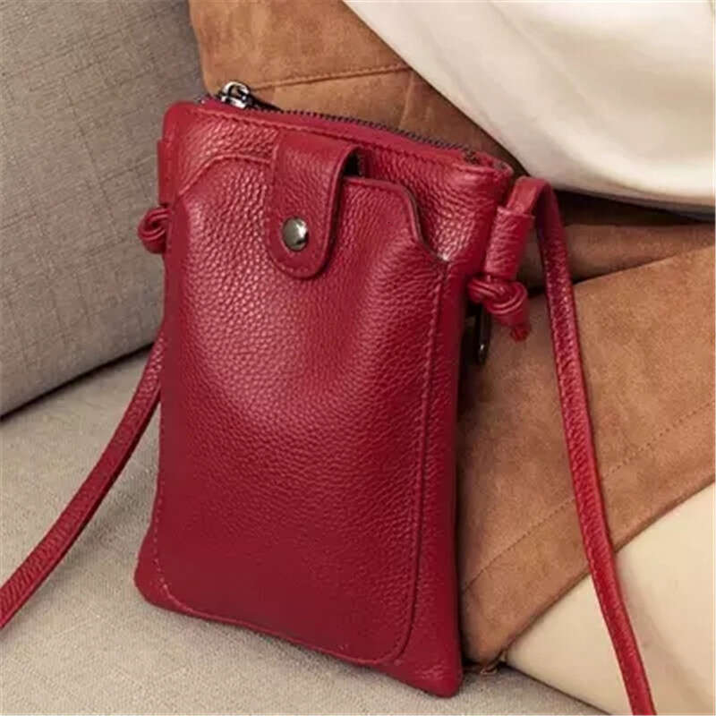 Top 2020 New layer Cowhide Phone for Women's Fashion Four Seasons Versatile Mini Shoulder with Diagonal Straddle Bag