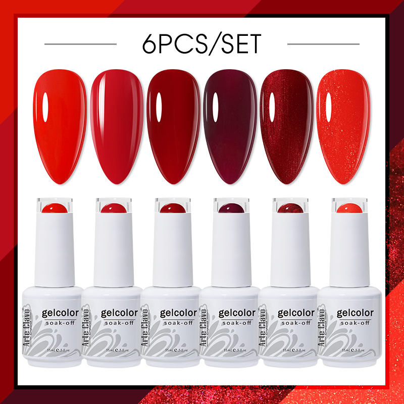 ArteClavo 15ml UV Gel Nail Polish 6pcs/Set Gel Varnish Soak Off Nude Color Series Gel Polish Gellak Set Hybrid Nail Art Manicure