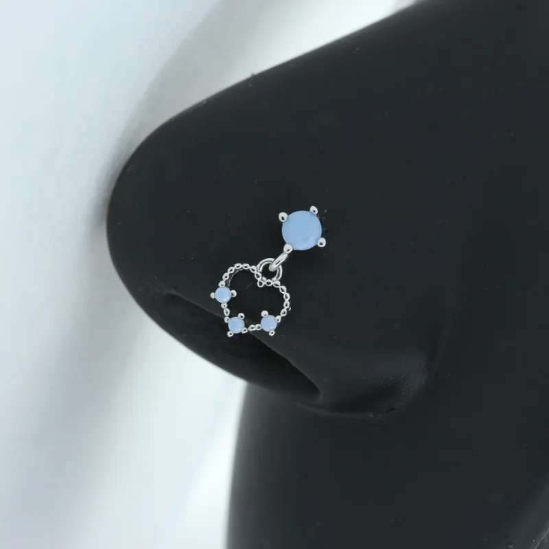 Colorful Cubic Zirconia Heart Dangle Nose Rings for Women Surgical Steel Nose Piercing Jewelry L Bend Nose studs Body Jewelry