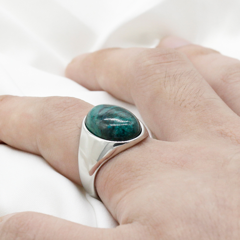 New Men's Ring with Natural Phoenix Stone for Women Jewelry 925 Sterling Silver Vintage Simple Turkey Wedding Anniversary Rings