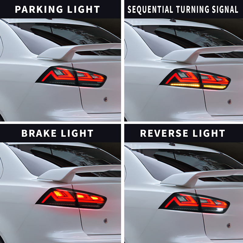 4PCS LED Rear Tail Lamp Taillights For Mitsubishi Lancer & EVO X 2008-2020 with Brake Reverse Sequential Turn Signal Lamps