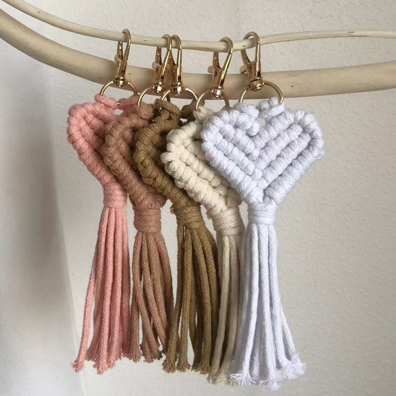 Macrame Hobo Keychain Handmade Heart-shaped Bag Pendant Car Keys Mother's Day gift Wedding Accessories Wholesale Wedding Gift
