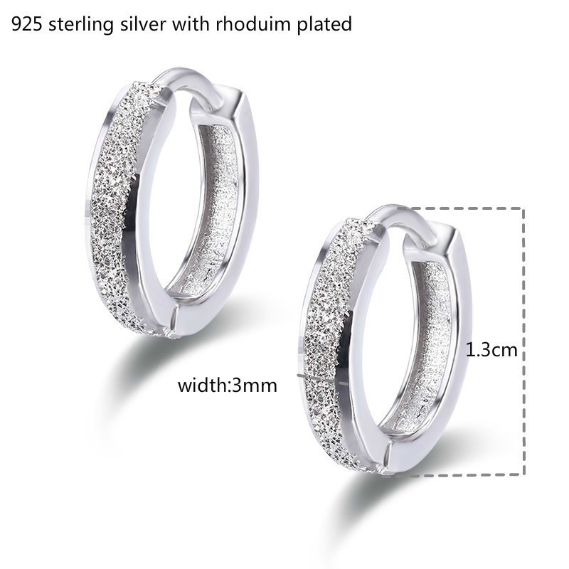 Cute 925 Sterling Silver Glitter Circle Small Loop Huggies Hoop Earrings For Women Jewelry Kids Baby Toddler Girls Arose Aretes