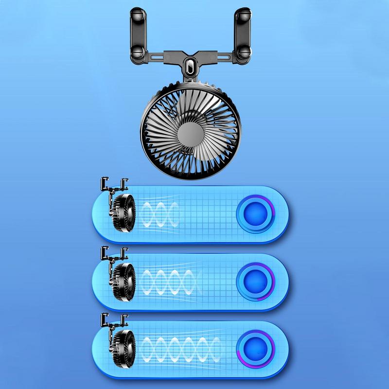 USB Car Fan Adjustable Portable Rotational Speed Auto Cooler Air Fan Electric Defroster Portable Rear View Mirror AC Accessory