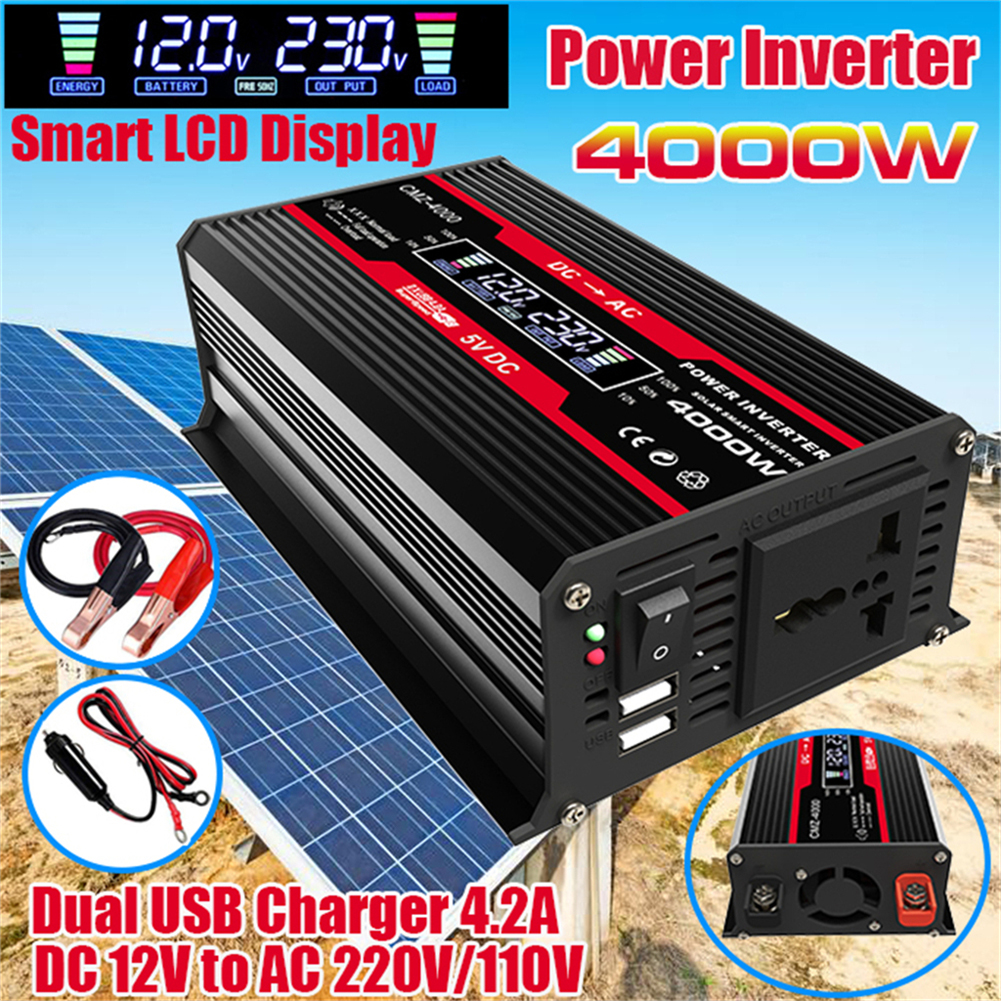 Solar Power System Power Inverter 18W Solar Panel Battery Charge Controller DC 12V To 110V/220V Solar Inverter Kit LCD Display