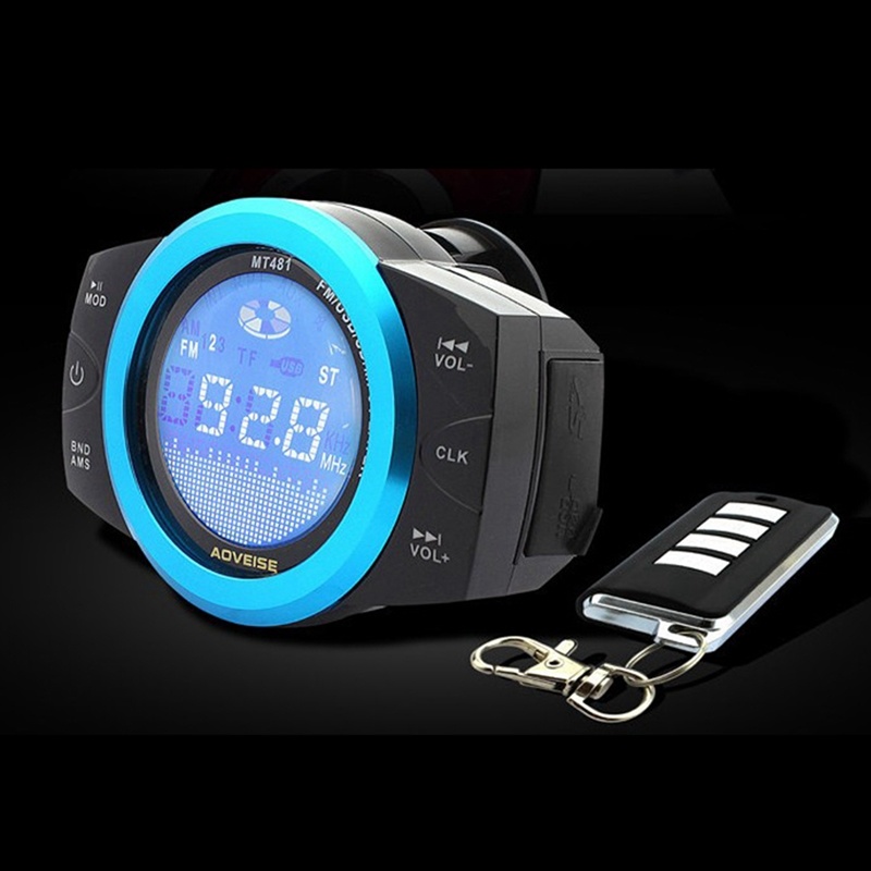 Motorcycle Audio Sound System Stereo Speaker Scooter FM Radio Bluetooth USB MP3 Music Player Anti-Theft Remote Control