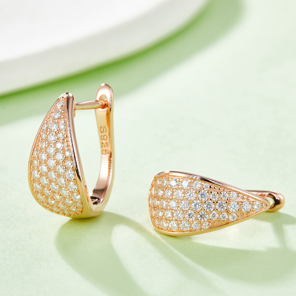 Vinregem 18K Gold Plated GRA 3EX VVS D Moissanite Diamonds Gemstone Water Drop Hoop Earrings 925 Sterling Silver Fine Jewelry